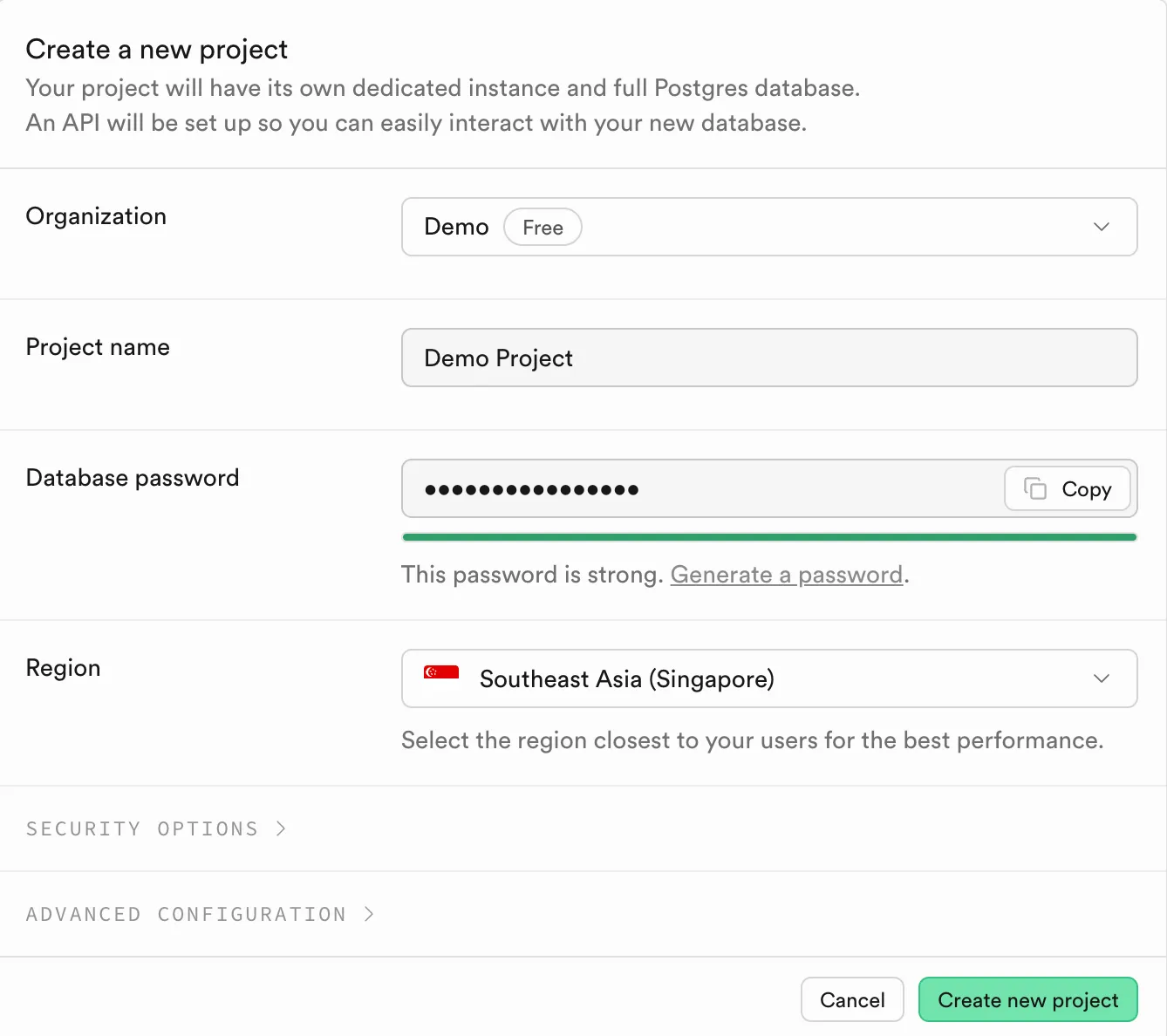 Supabase 創建 Project