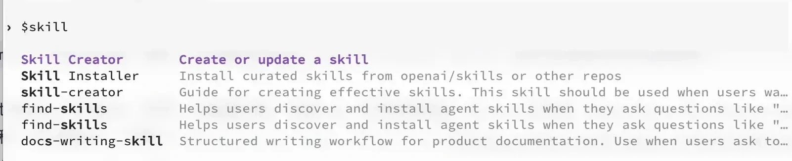 使用 $ 符號主動使用 Skill