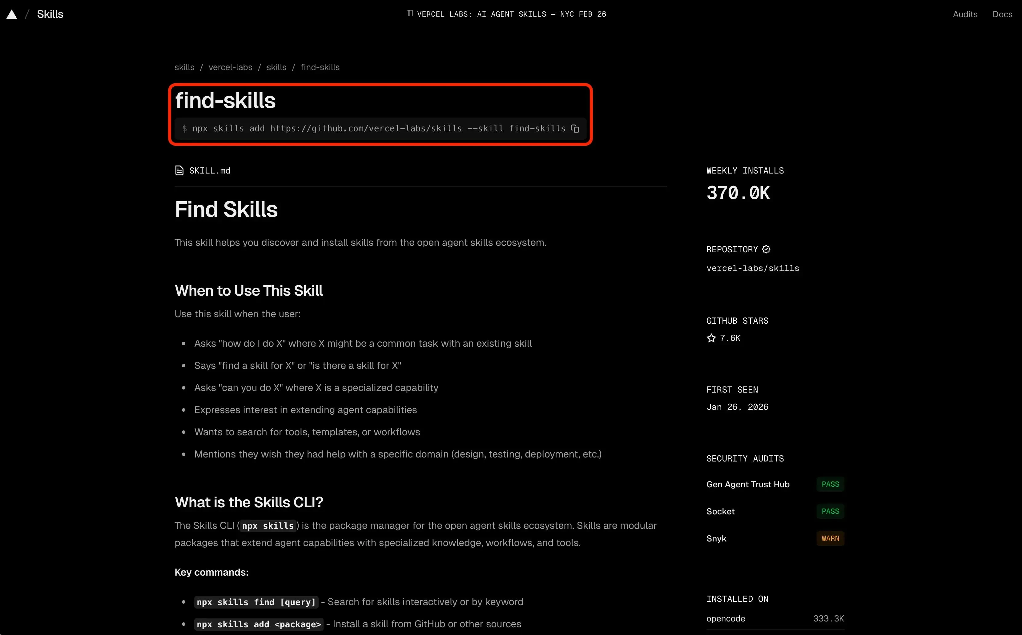 新增 find-skills