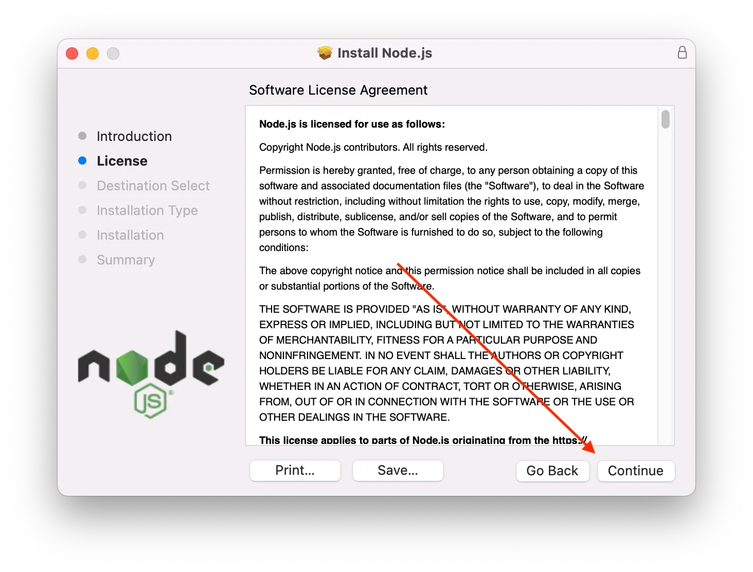 安裝 Node.js 第二步